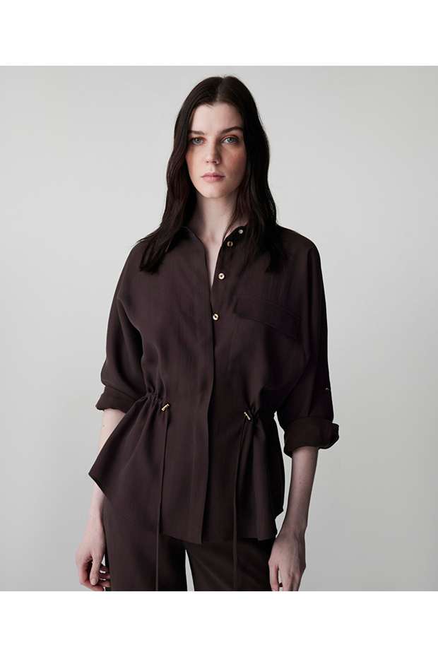 Adjustable Waist Shirt Jacket