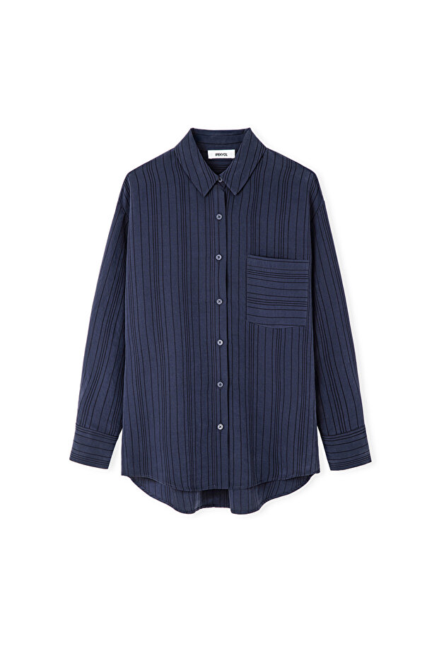 Çizgi jakarlı gömlek - 3