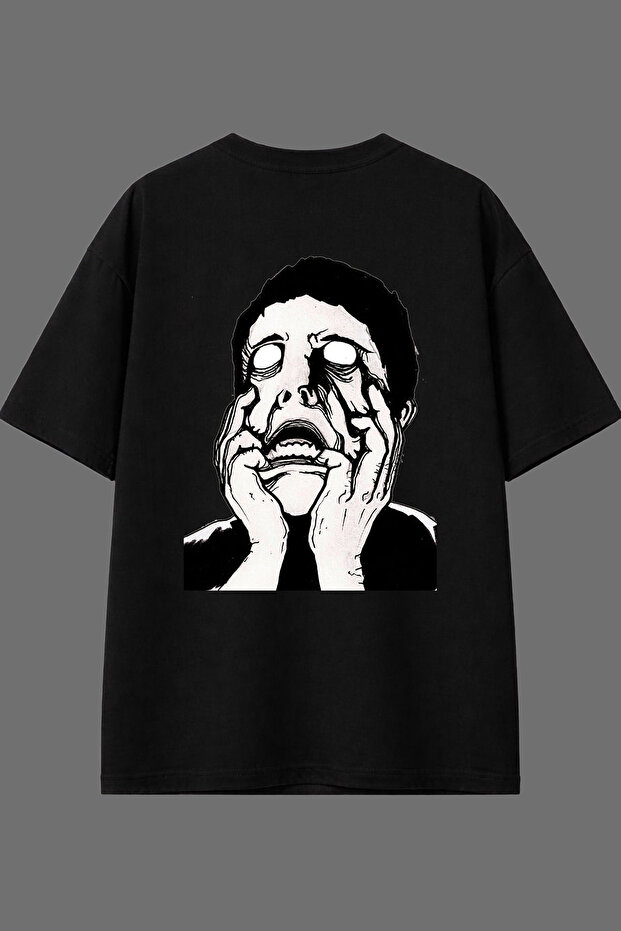 Bıkmış Tasarım Black Oversize T-Shirt with Back Print