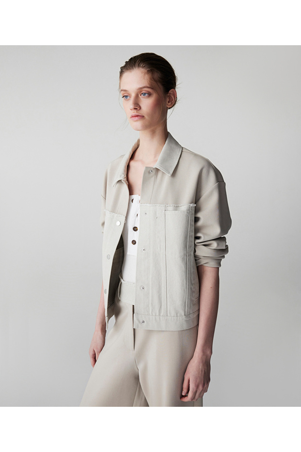 Kumaş mix raw edge sweatshirt - 5