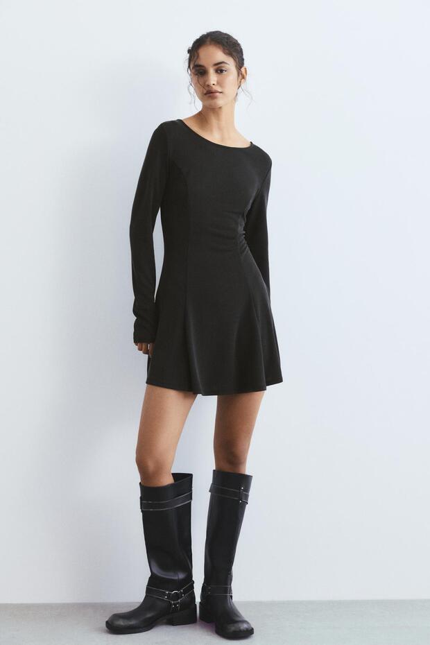 Akıcı etek ucu kısa elbise - 2