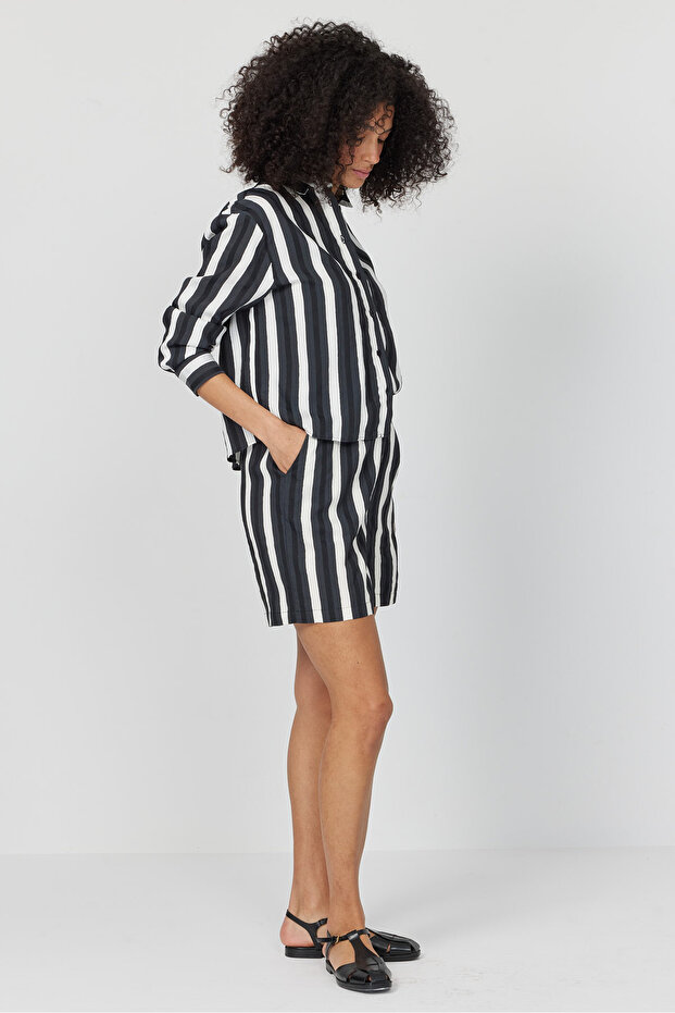 Kadın Çizgili Şort - 3