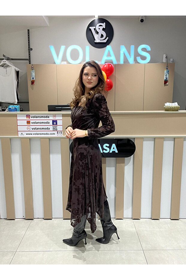 35534 BRODE DETAYLI ELBİSE - 3