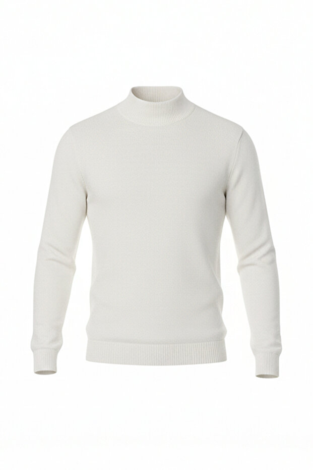 Men's Half Turtleneck Solid Sweater - 4