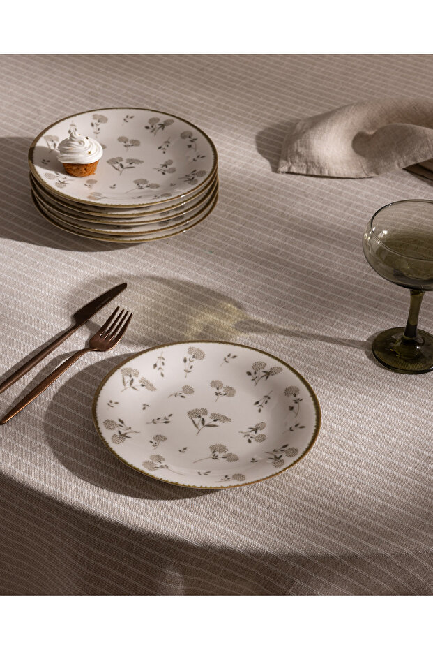 Fleur Set of 6 Dessert Plates - Brown - 19 cm