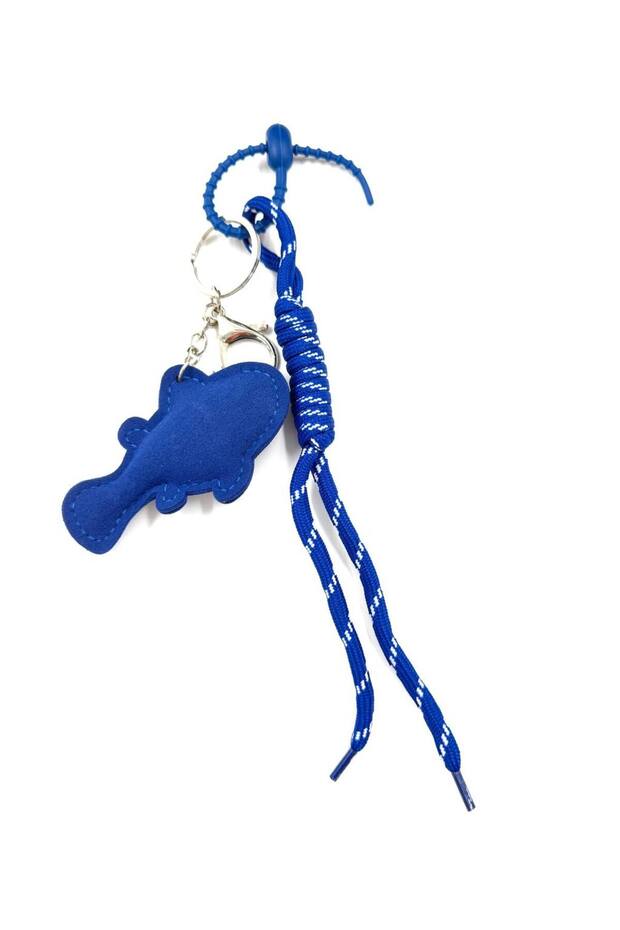 Bag Charm with Stone Clownfish Figure – Keychain Bag Charm with Blue Rope Strap
