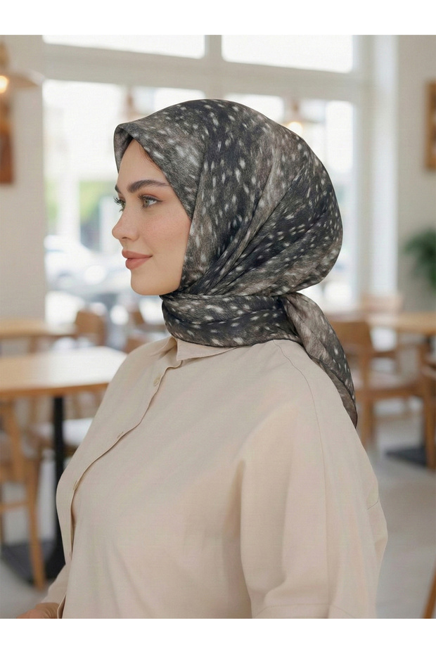 Ceylan Desen Soft Keten Eşarp - 1