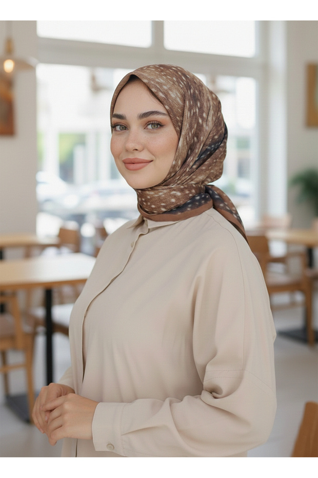 Ceylan Desen Soft Keten Eşarp - 1