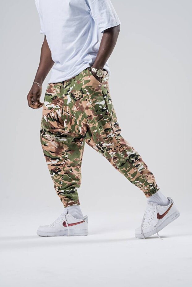 بنطلون شالوار منقوش بخصر مطاطي - 1