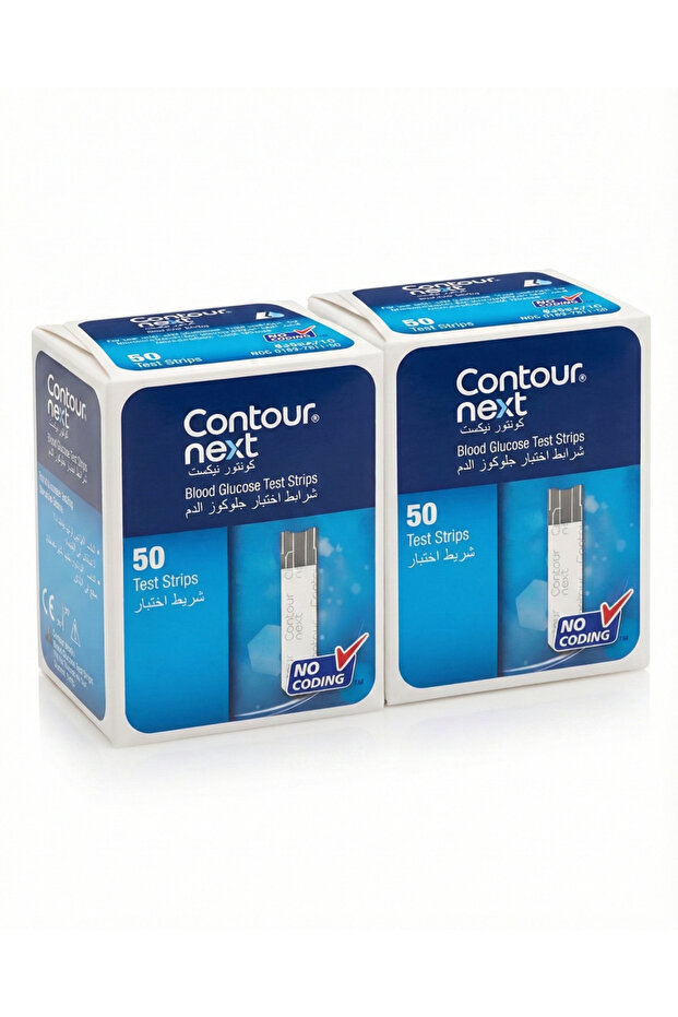Two packs of Contour Next blood glucose test strips - 100 strips each