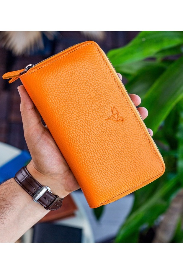 Genuine Leather Handbag with Phone Compartment and Money Portfolio, 100% Handmade