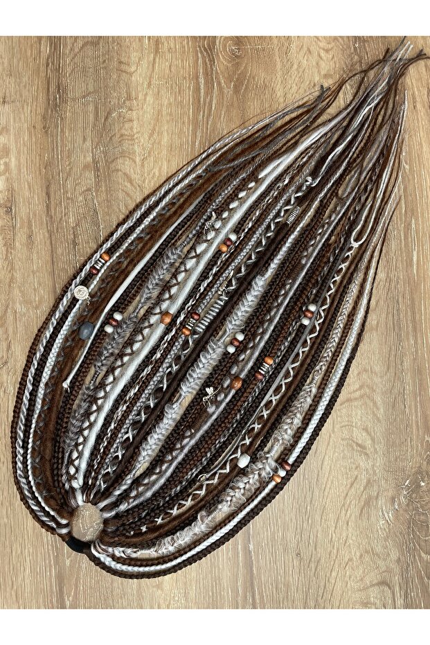 35-Piece Rasta Braided Buckle - Brown & Gray Shades