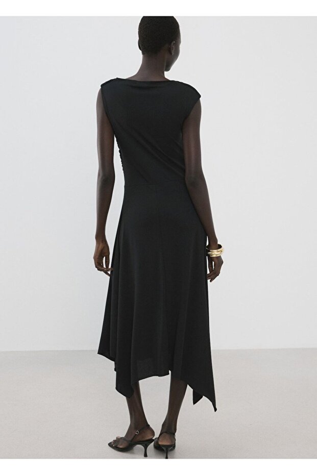 Asimetrik evaze elbise - 4