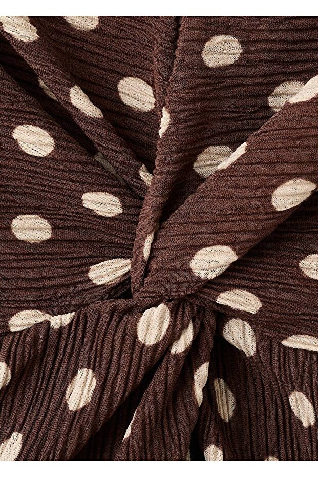 Desenli midi elbise - 5