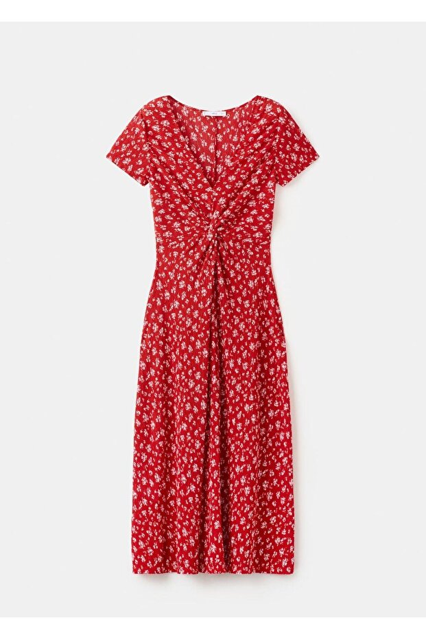 Desenli midi elbise - 3