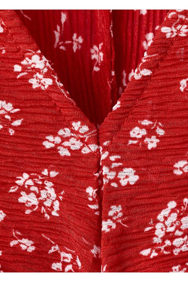 Desenli midi elbise - 5