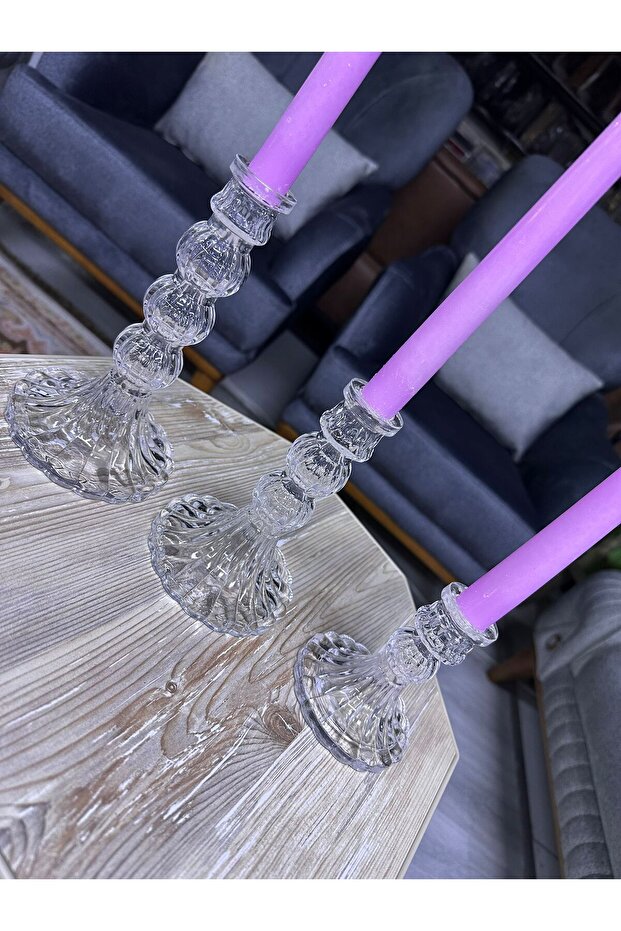 3lü cam şamdan - 1