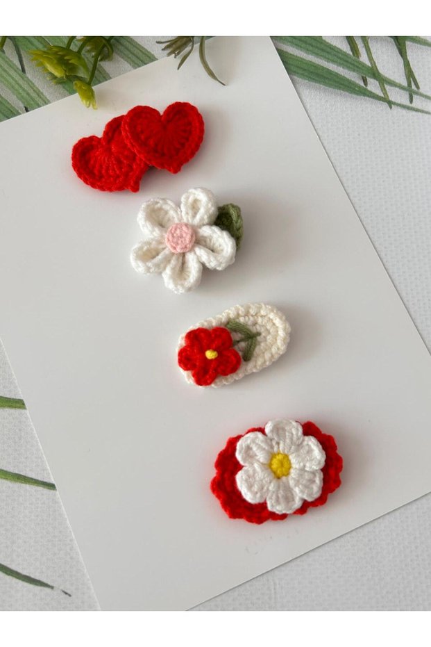 Baby Hair Clip for Thin Hair Handmade Baby Antiallergic 100% Cotton 4-Piece Hairless Baby Hair Clip (0-3 Years)