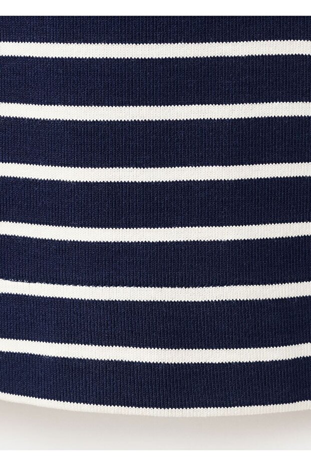 Kayık yakalı çizgili sweatshirt - 5