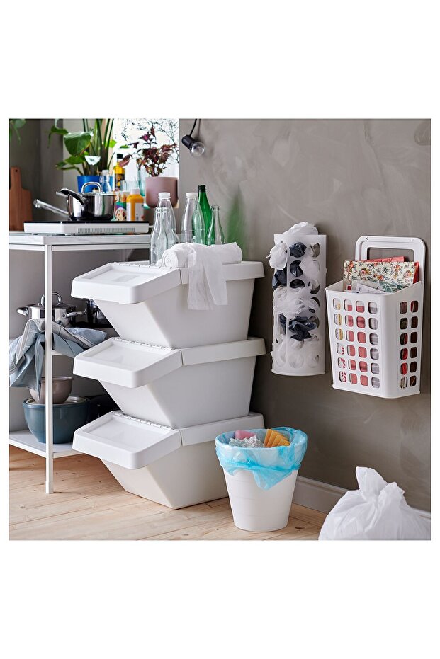 Plastic Bag Container, White - 4