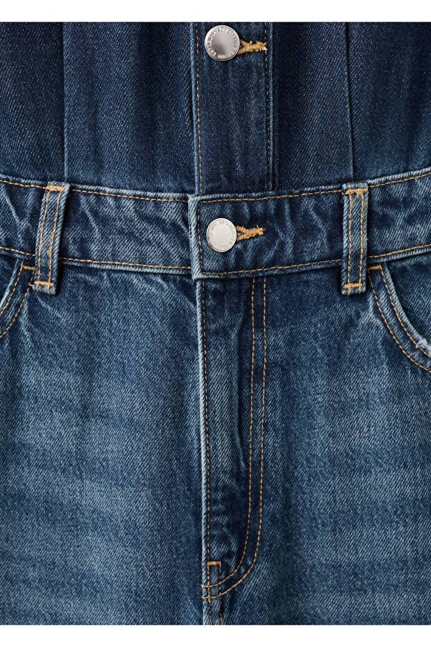 Düğmeli kot tulum - 5