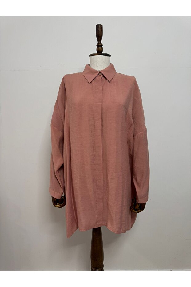 3001 Oversize Basic Nude Gömlek - 2