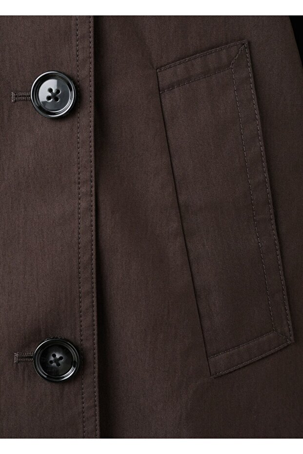 Çift düğmeli kısa trençkot - 5