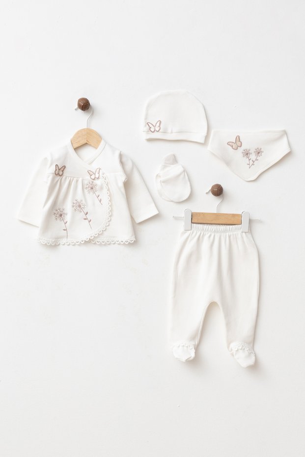 Baby Girl Butterfly Newborn Floral Embroidered Hospital Discharge Bodysuit Set Boxed Yk23132