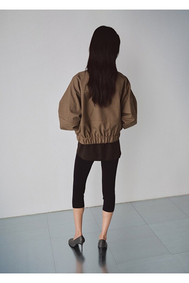 Houndstooth jacket with high collar - 4