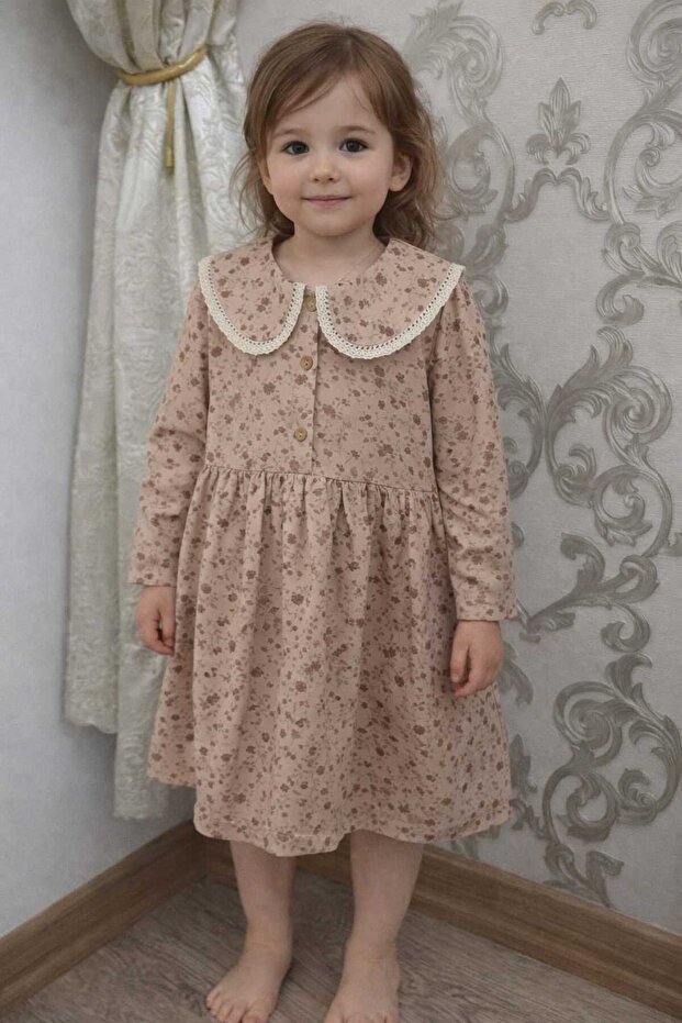 Çiçek Desenlı Çocuk Elbisesi - 1