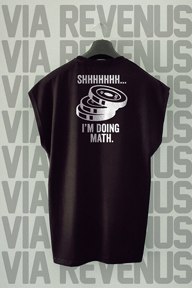 تيشيرت رياضي مطبوع عليه I'm Doing Math Gym بدون أكمام مصنوع من القطن بنسبة 100%