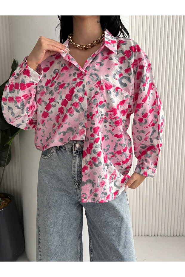 DESENLİ OVERSİZE GÖMLEK - 4