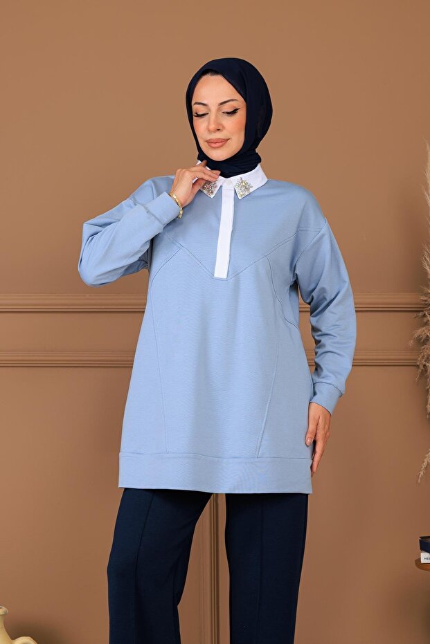 RENKLİ TAŞ İŞLEMELİ TUNİK - 3