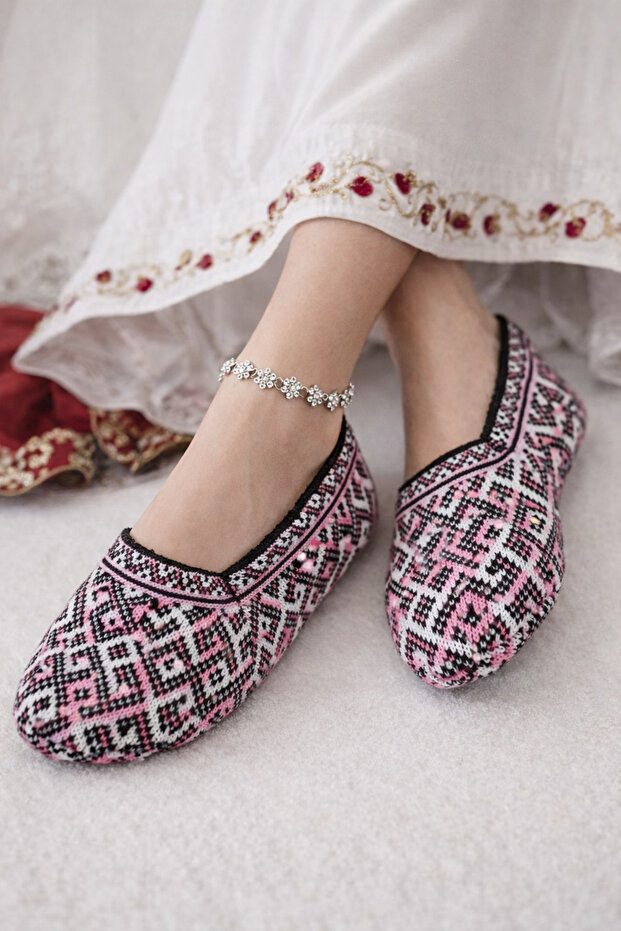 Turkmen Bridal Boots |   Authentic Patterned Women's Wool Booties |   Winter Home Slippers Dowry Gift
