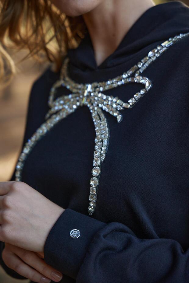 FİYONK TAŞLI KAPÜŞONLU SWATSHIRT - 3