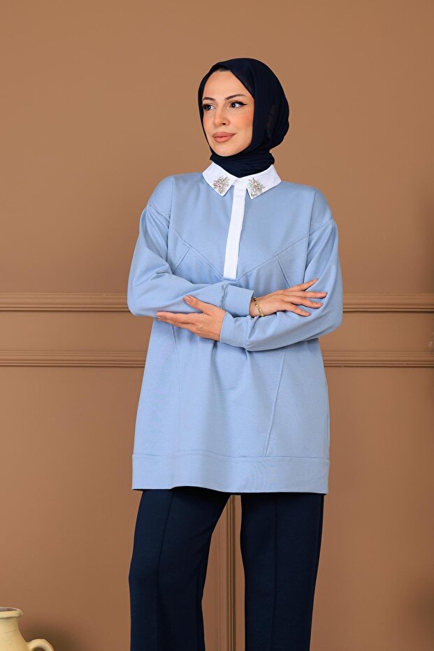 RENKLİ TAŞ İŞLEMELİ TUNİK - 2