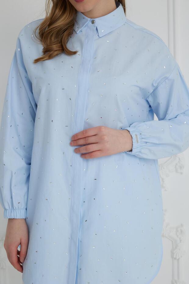 KESME TAŞLI PAMUKLU GÖMLEK - 6