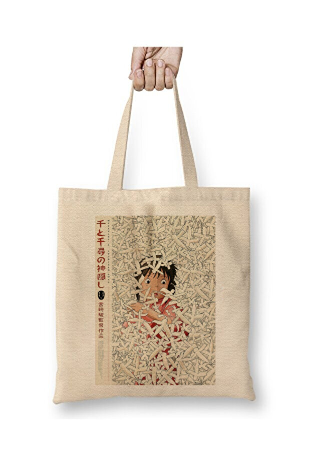 Miyazaki's Spirited Away White Tote Bag Long Handle Shopping Bag Beach Bag