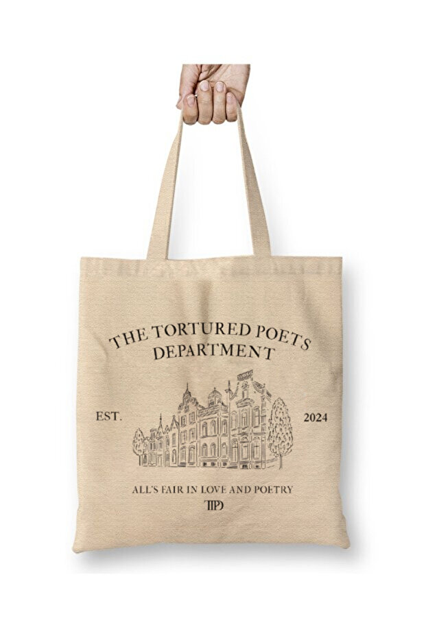 The Tortured Poets Department White Tote Bag Long Handle Shopping Bag Beach Bag