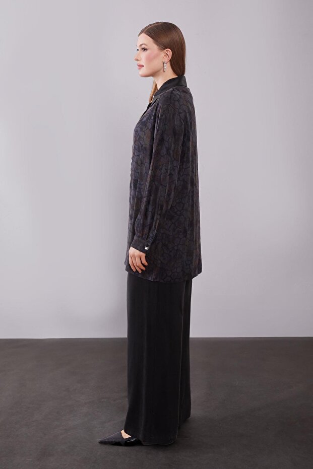 طقم كوبيرا مزدوج بنقشة ذاتية اللون باللون البني - 4