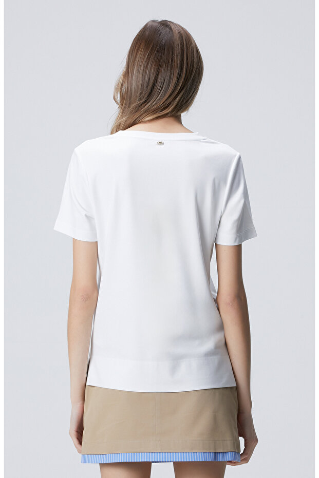 Kırık Beyaz Basic T-shirt - 5