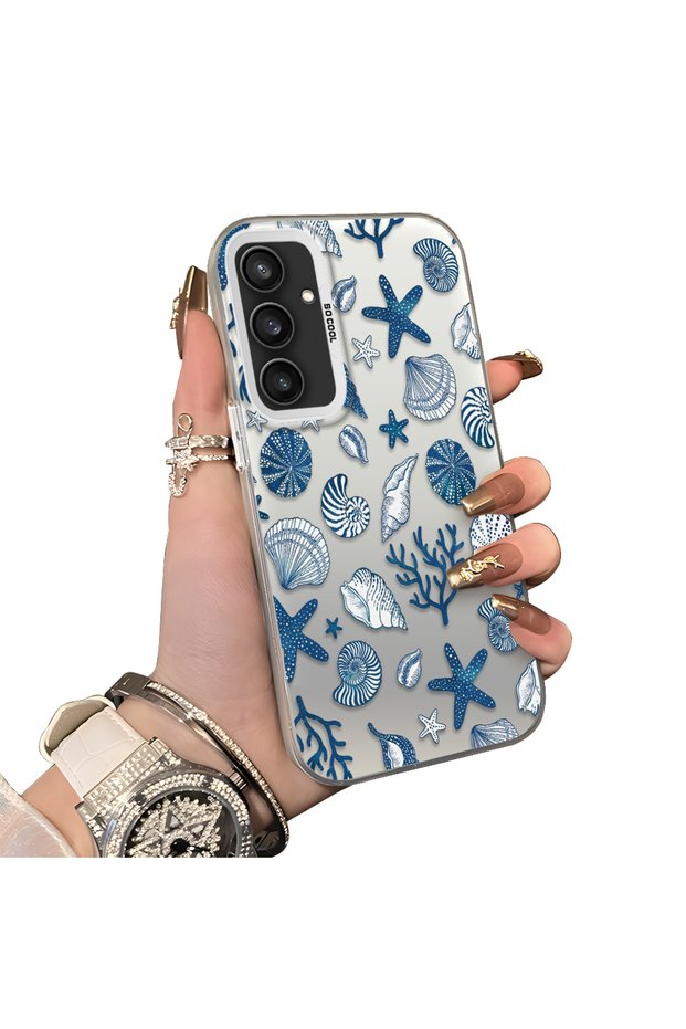 Samsung Galaxy S23 Fe Compatible Hard Acrylic Back Silicone Edge Lens Protection Stylish Print Case