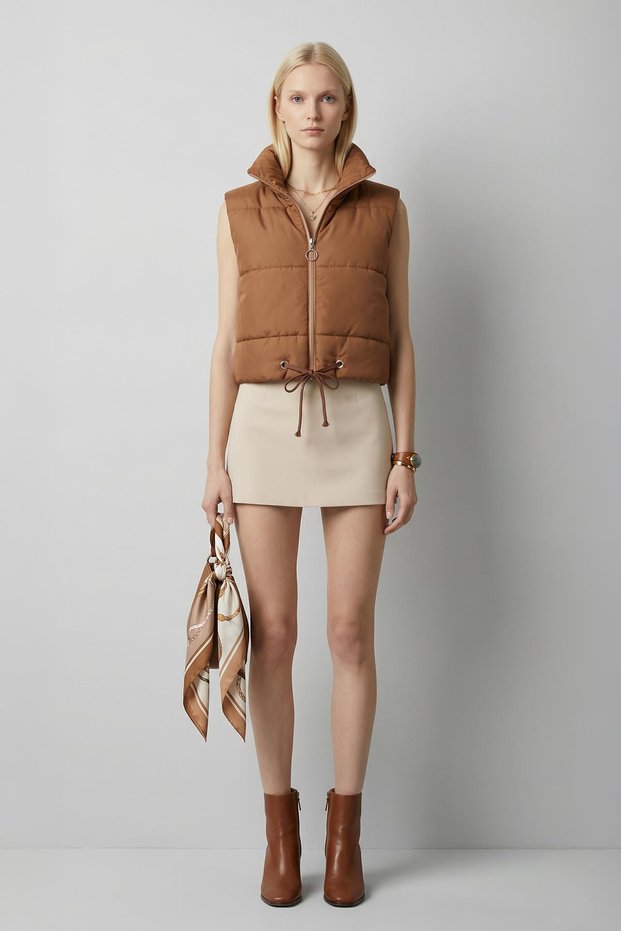 7200 Zero Sleeve Zippered Vest Brown