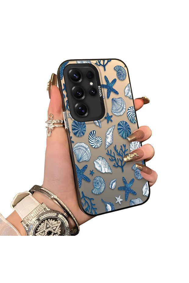 Samsung Galaxy S25 Ultra Compatible Hard Acrylic Back Silicone Edge Lens Protection Stylish Print Case