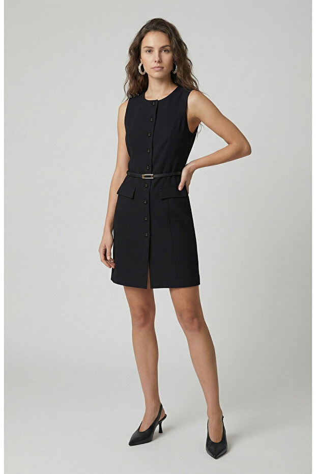 Siyah Mini Elbise - 1