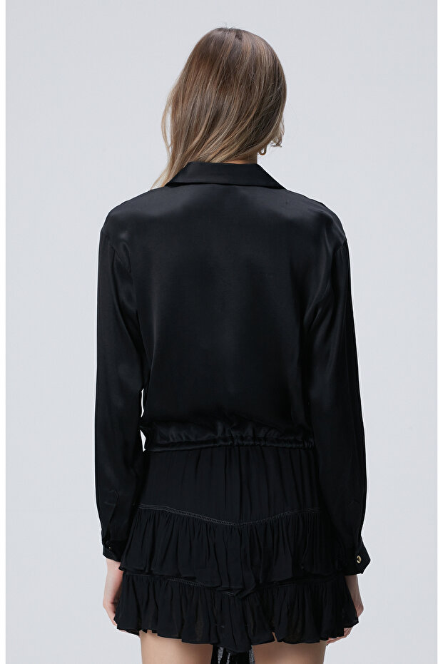 Siyah Cupro Gömlek - 5