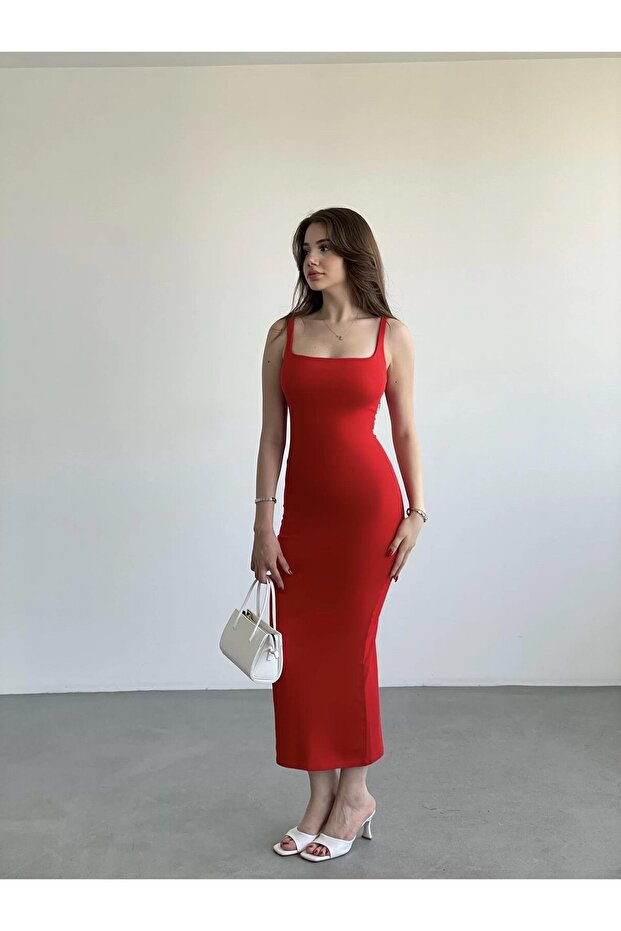 Askılı Midi Elbise - 4