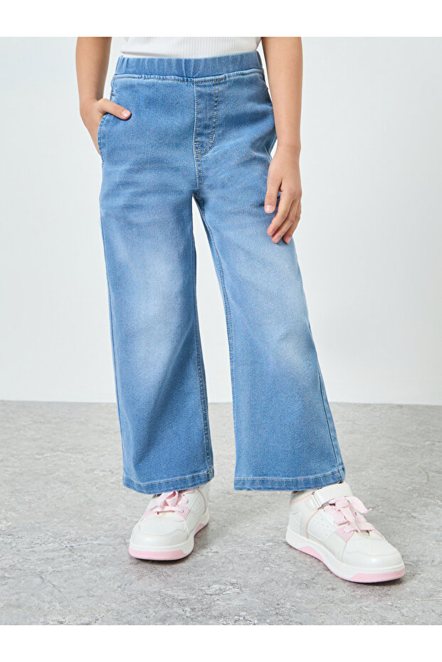 Girls Blue Wide Leg Jeans