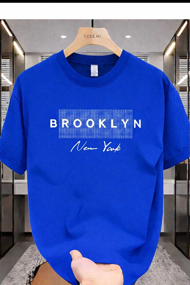 Brooklyn New York Printed Cobalt Blue T-Shirt