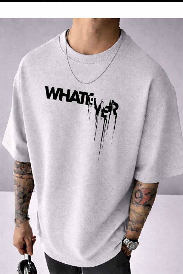 تي شيرت رمادي مطبوع من Whatever